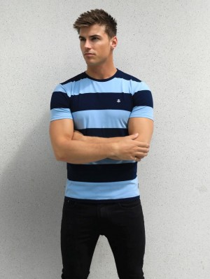 Blakely Alassio Stripe T-Shirt Navy | QZC470193