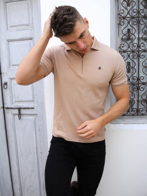 Blakely Amot Textured Polo Shirt Hellbraun | OGK320645