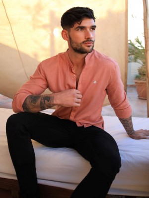 Blakely Berkane Linen Shirt Terracotta | XIY274389