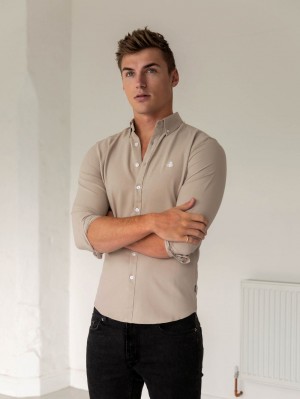 Blakely Furbank Fitted Stretch Shirt Tan | EJL135064