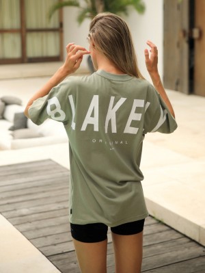 Blakely Isabel Oversized T-Shirt Olivgrün | FBA209847