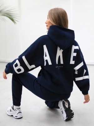 Blakely Life & Style Isabel Oversized Hoodie Navy Blau | MYH125803