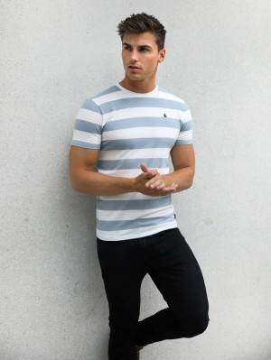 Blakely Loano Stripe T-Shirt Hellblau | YAX612843