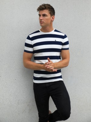 Blakely Loano Stripe T-Shirt Navy | LWA593124