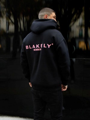 Blakely Members Relaxed Hoodie Schwarz Rosa | IBM962758