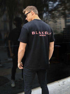 Blakely Members Relaxed T-Shirt Schwarz Rosa | QGV238960