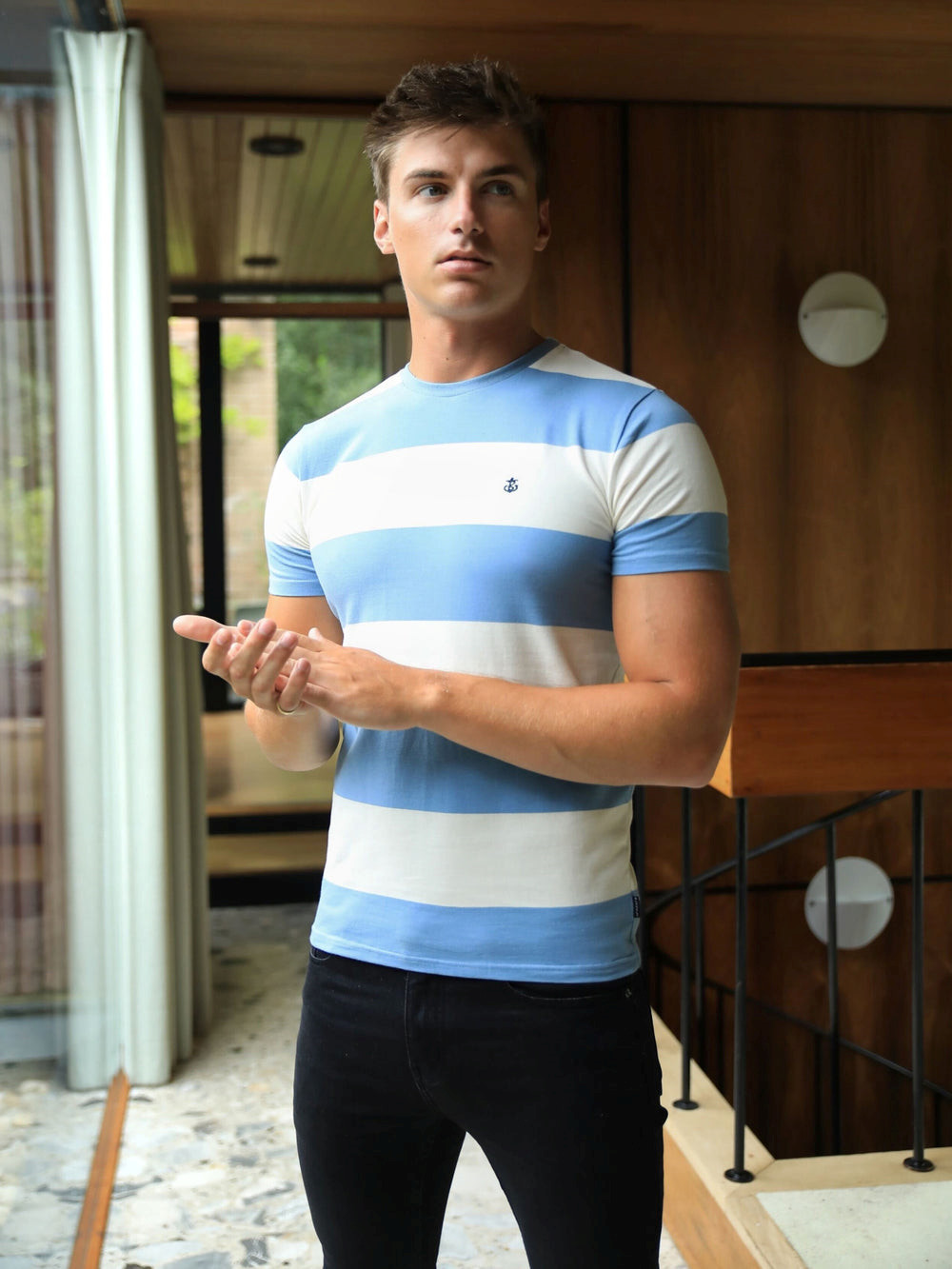 Blakely Alassio Stripe T-Shirt Blau | MXO013426