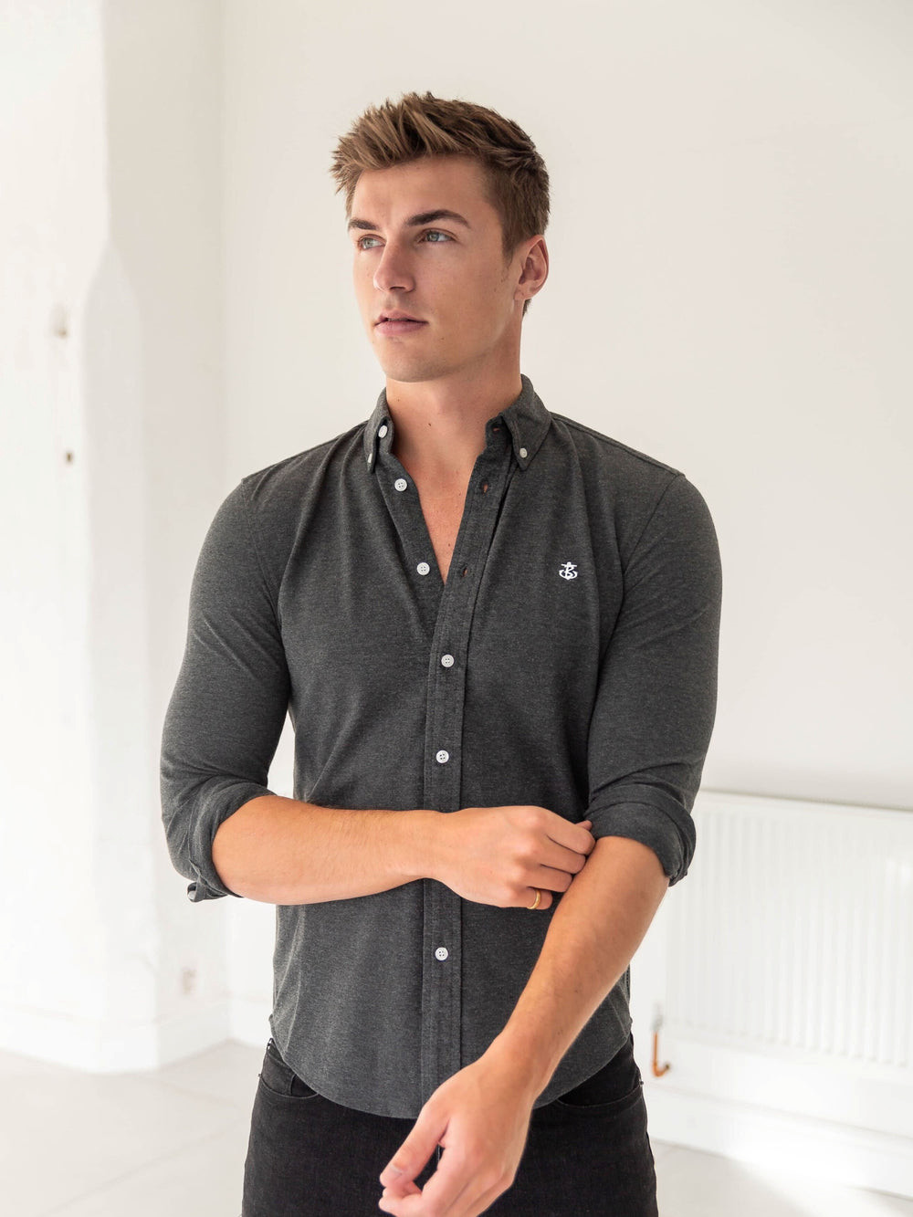 Blakely Arlo Soft Stretch Shirt Charcoal | TSB043519