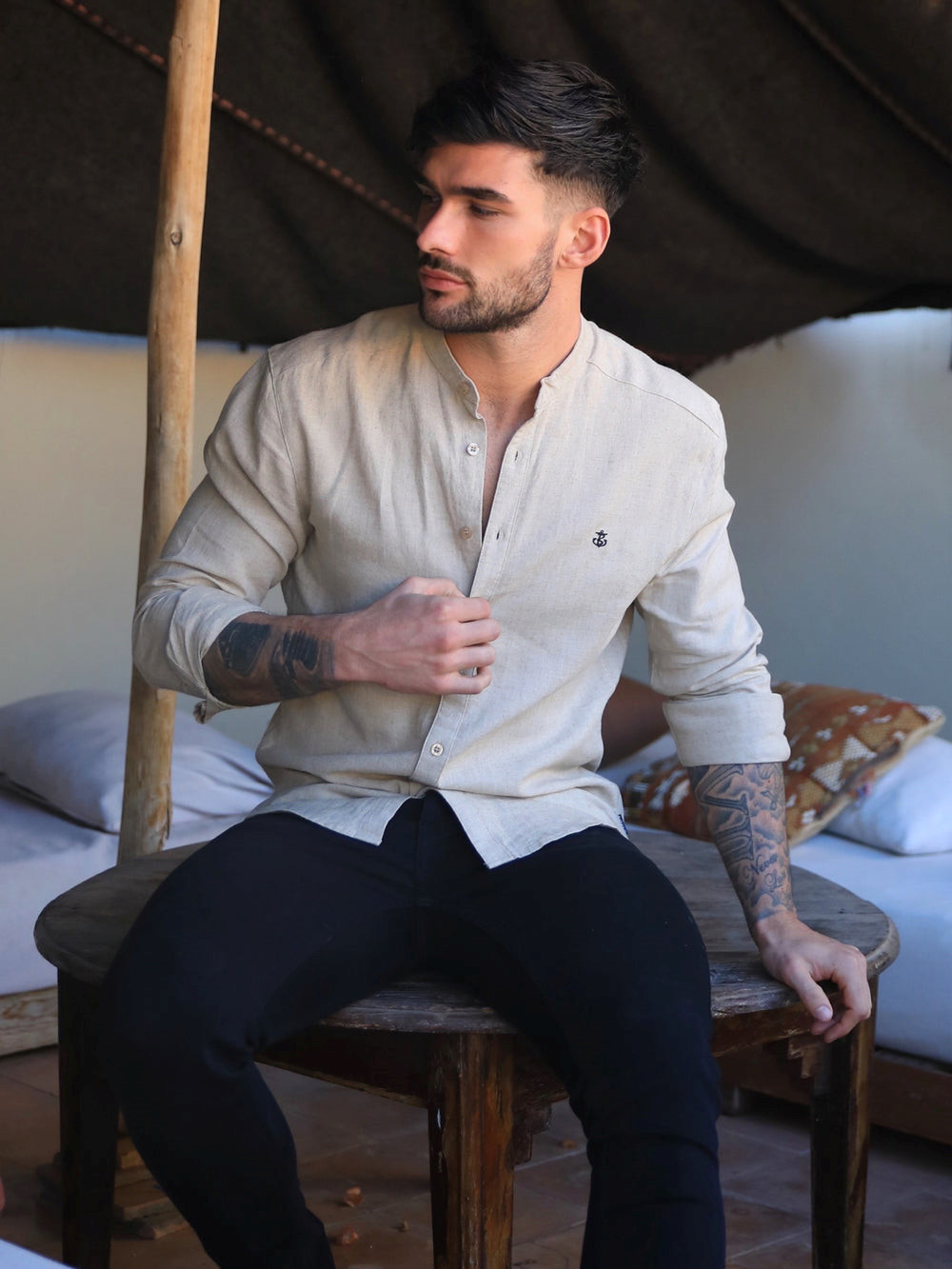 Blakely Berkane Linen Shirt Tan | PVO527318