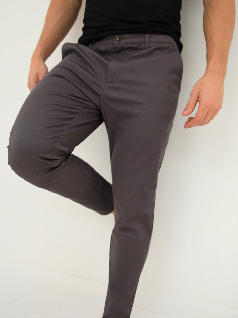 Blakely Cavill Slim Fit Tailored Chinos Charcoal | KMB563728