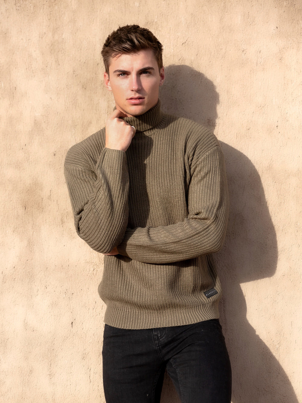 Blakely Hemsworth Roll Neck Jumper Khaki | KTR941730