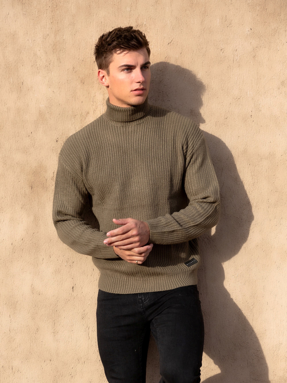 Blakely Hemsworth Roll Neck Jumper Khaki | KTR941730