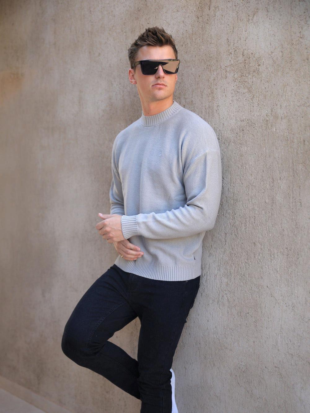 Blakely Huxley Knit Jumper Pale Concrete | JVF297851