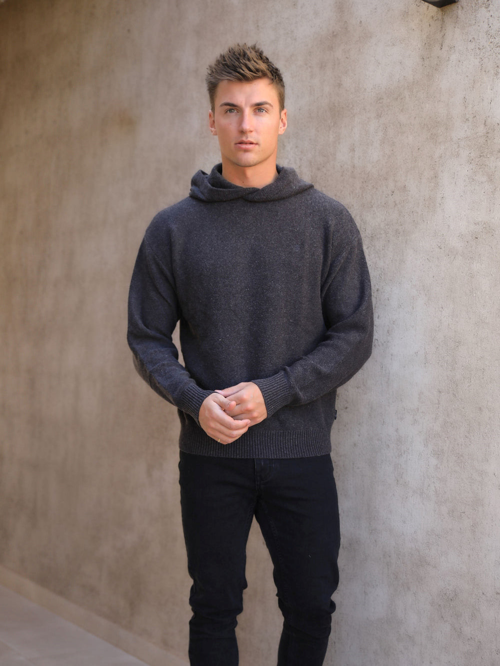 Blakely Huxley Knitted Hoodie Charcoal | BXH145732