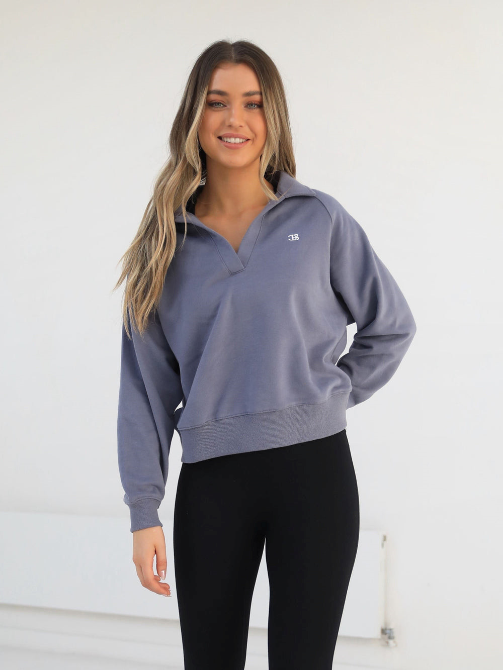 Blakely Initial V-Neck Jumper Blau | KMX734891