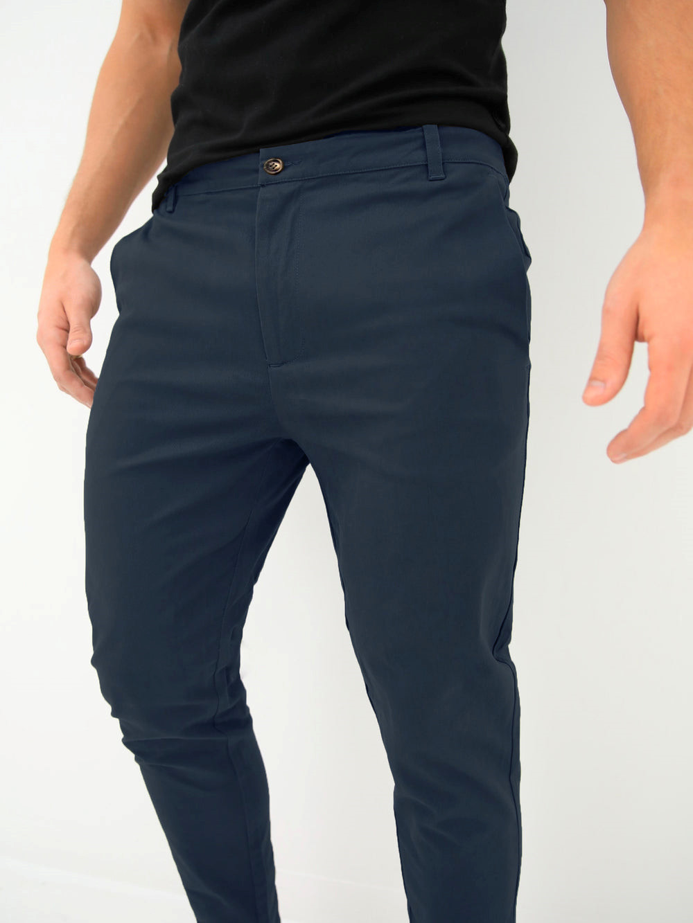 Blakely Kingsley Slim Fit Tailored Chinos Navy | IVP865237