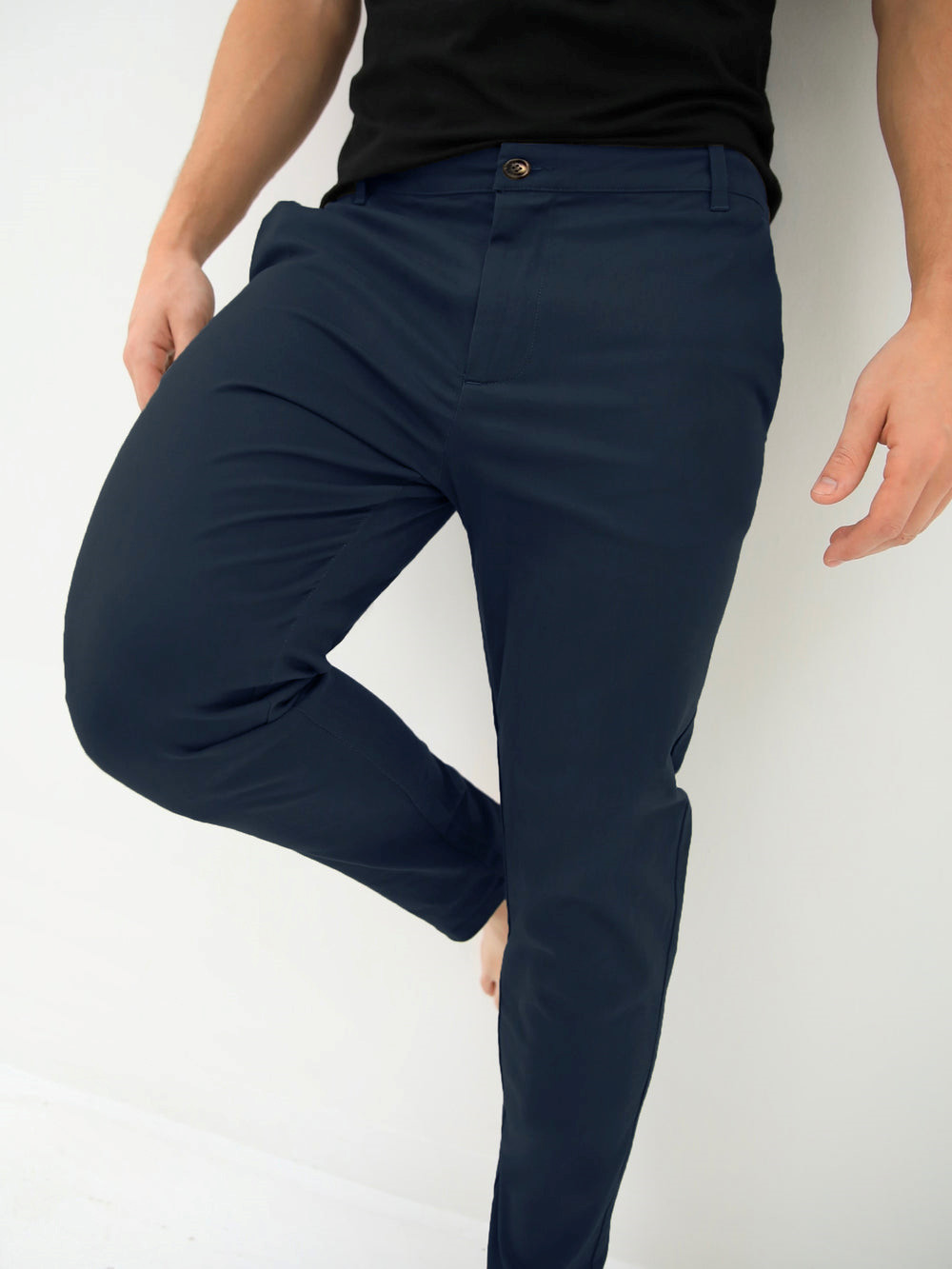 Blakely Kingsley Slim Fit Tailored Chinos Navy | IVP865237