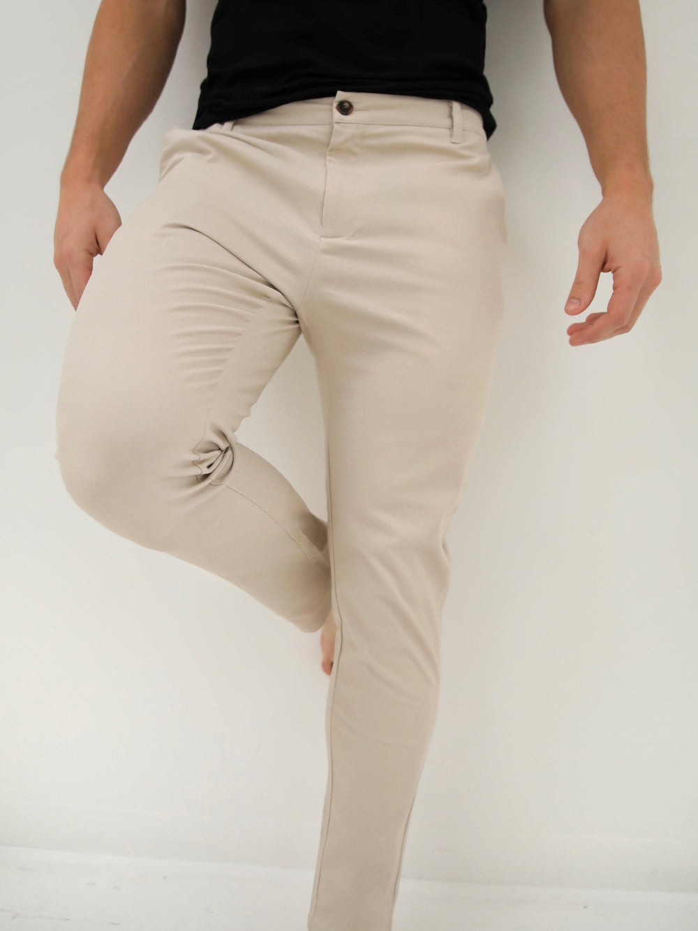 Blakely Kingsley Slim Fit Tailored Chinos Beige | NPV251368