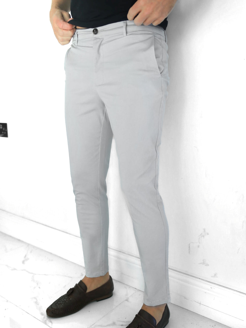 Blakely Kingsley Slim Fit Tailored Chinos Grau | DZR490831