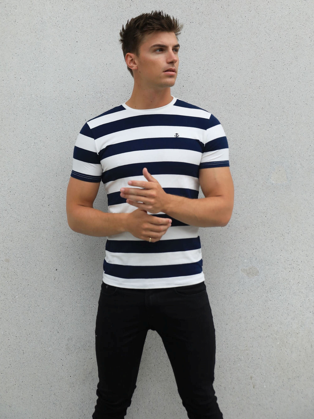 Blakely Loano Stripe T-Shirt Navy | LWA593124