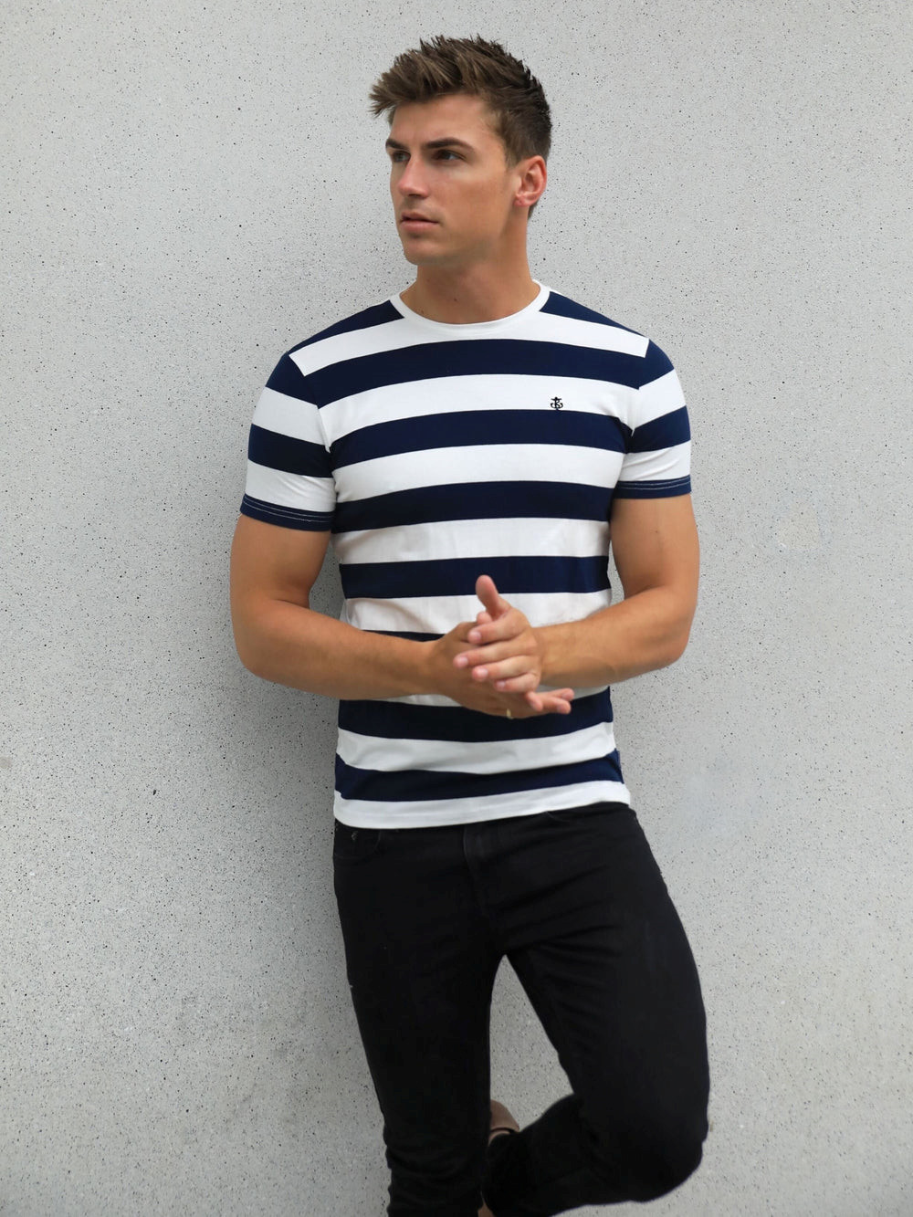 Blakely Loano Stripe T-Shirt Navy | LWA593124