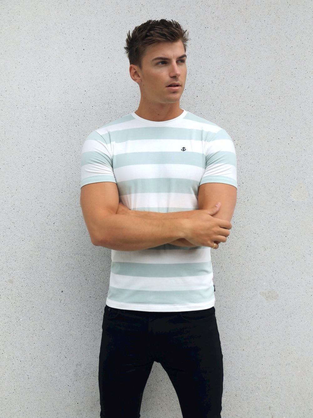 Blakely Loano Stripe T-Shirt Sage | NXG658031