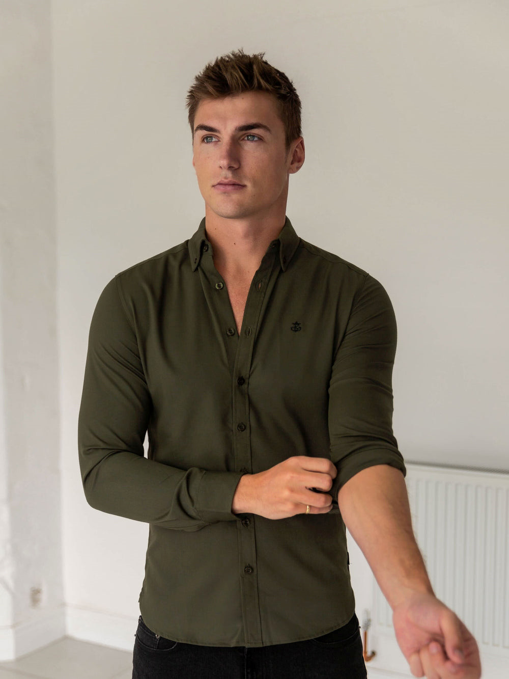 Blakely Loreto Fitted Stretch Shirt Khaki Grün | PMK574982