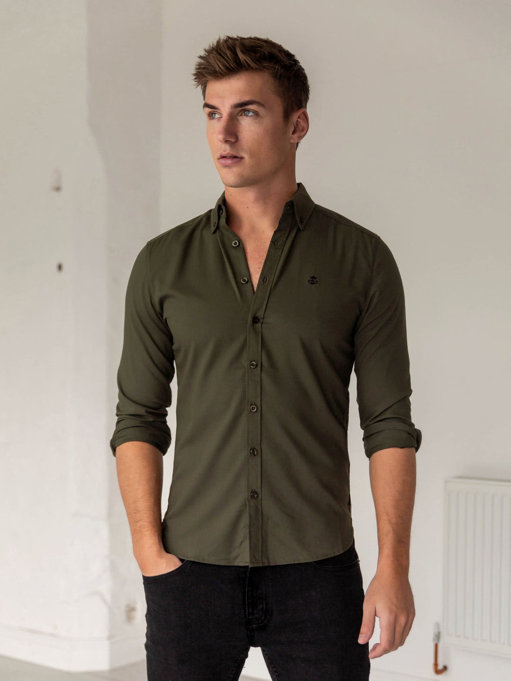 Blakely Loreto Fitted Stretch Shirt Khaki Grün | PMK574982