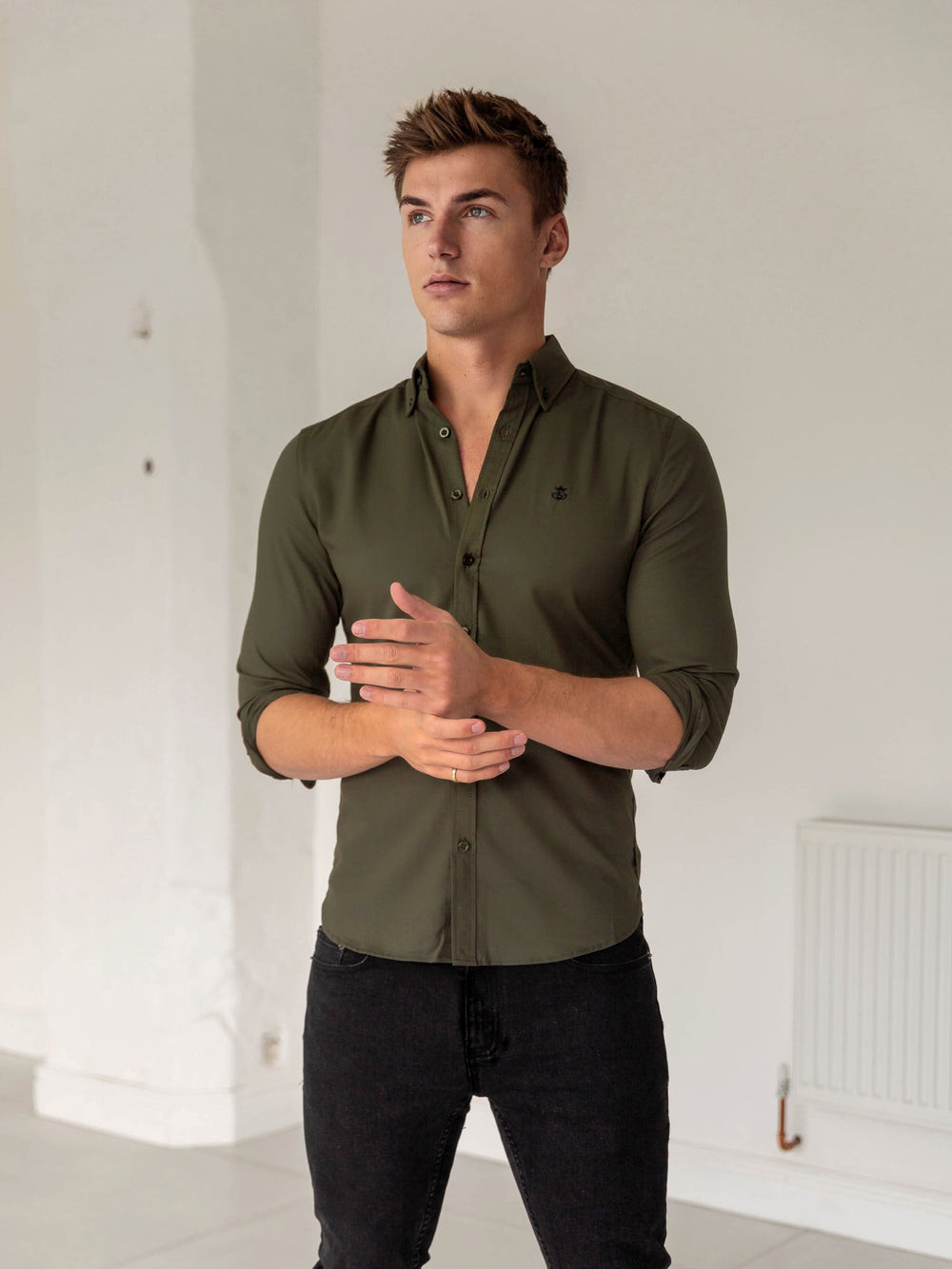 Blakely Loreto Fitted Stretch Shirt Khaki Grün | PMK574982