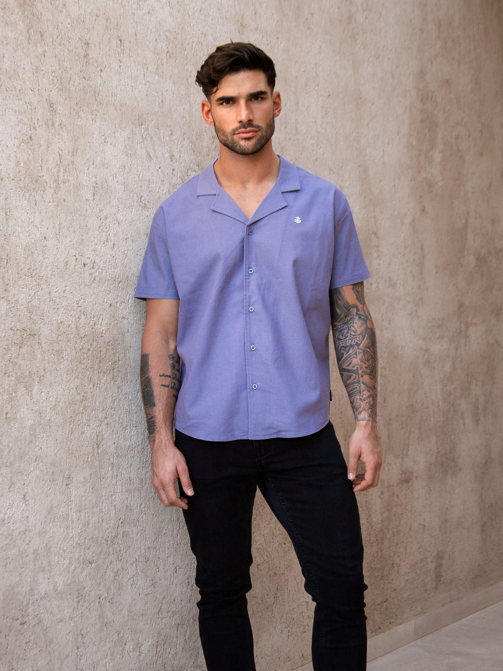 Blakely Nador Open Collared Shirt Blau | PRB819270