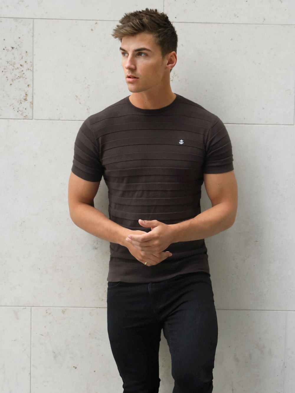 Blakely Raphello Stripe T-Shirt Braun | HMI894761