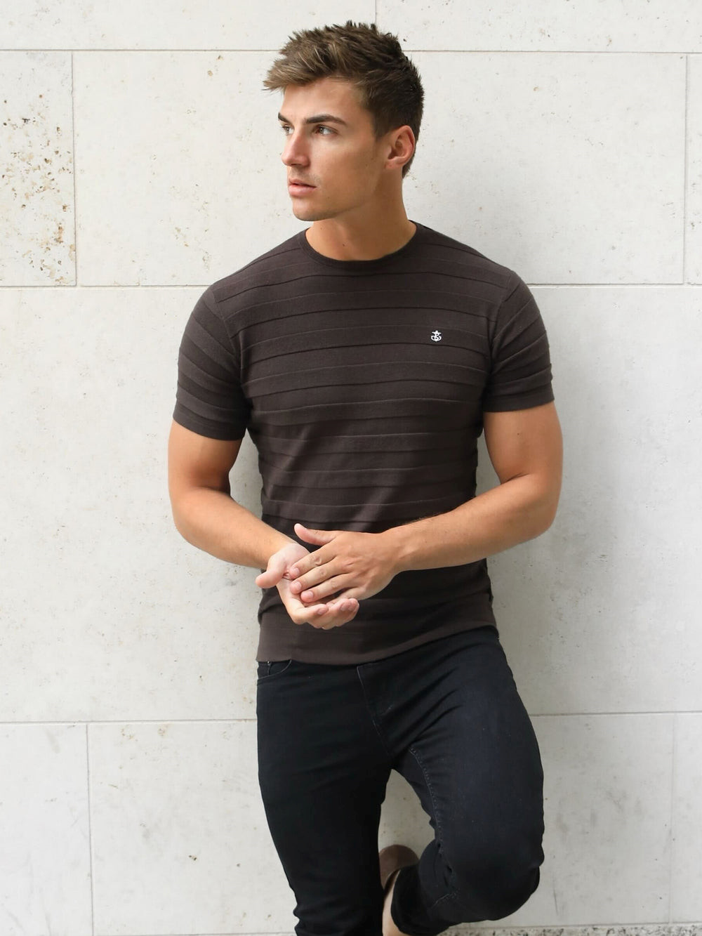 Blakely Raphello Stripe T-Shirt Braun | HMI894761