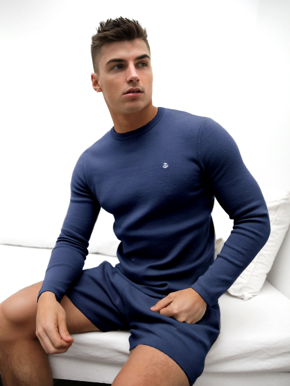 Blakely Riad Knitted Long Sleeve T-Shirt Blau | YBG152074