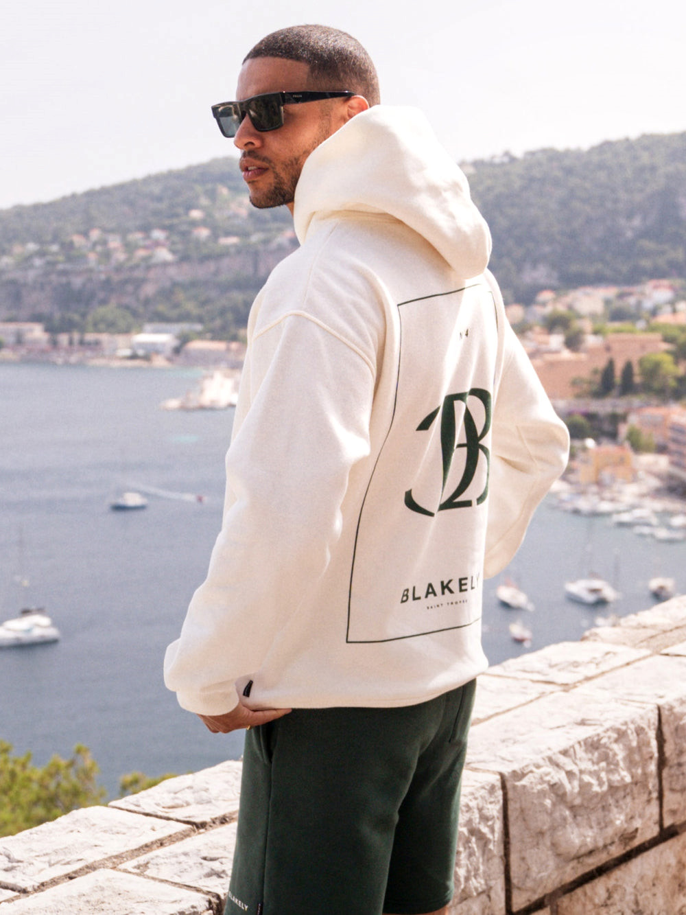 Blakely Riviera Initial Relaxed Hoodie Ivory | IBE204376