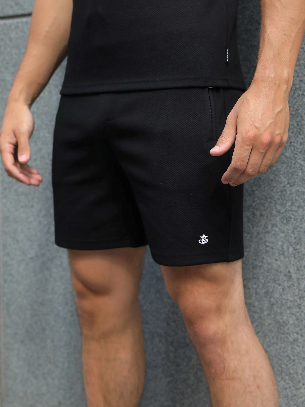 Blakely Toulon Textured Shorts Schwarz | NFM703642