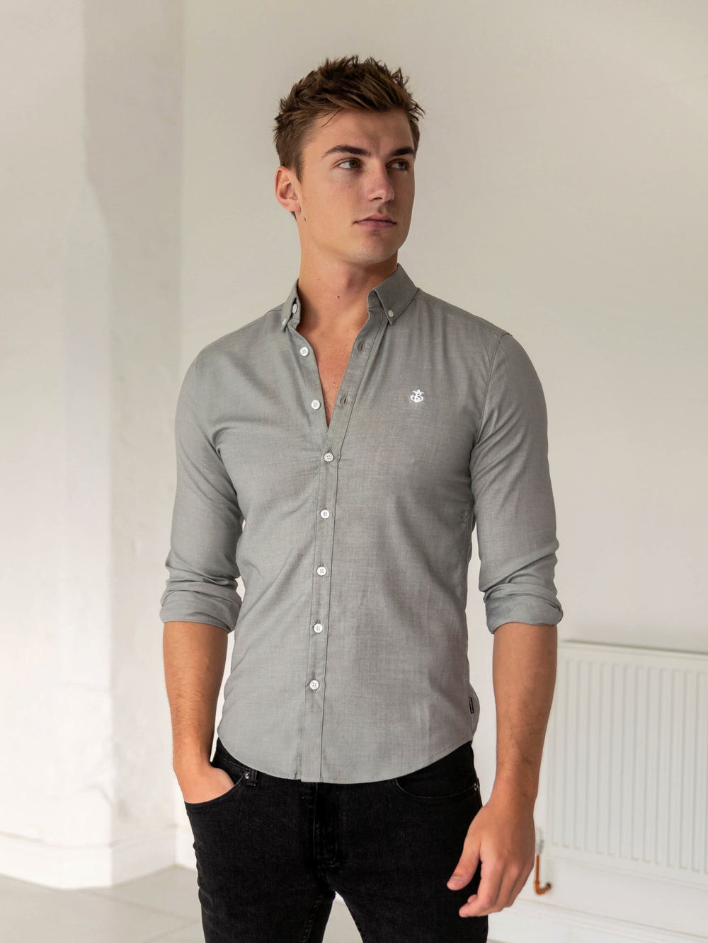 Blakely Wexford Fitted Stretch Shirt Hellgrau | PIR067328